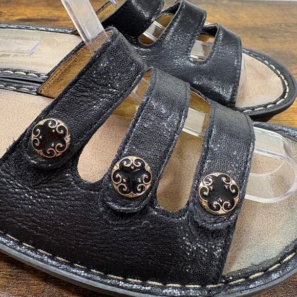 Alegria Size EU 40 US 9.5/10 Sandals Fiona Triple Strap Adjustable Black Shiny - Picture 8 of 12